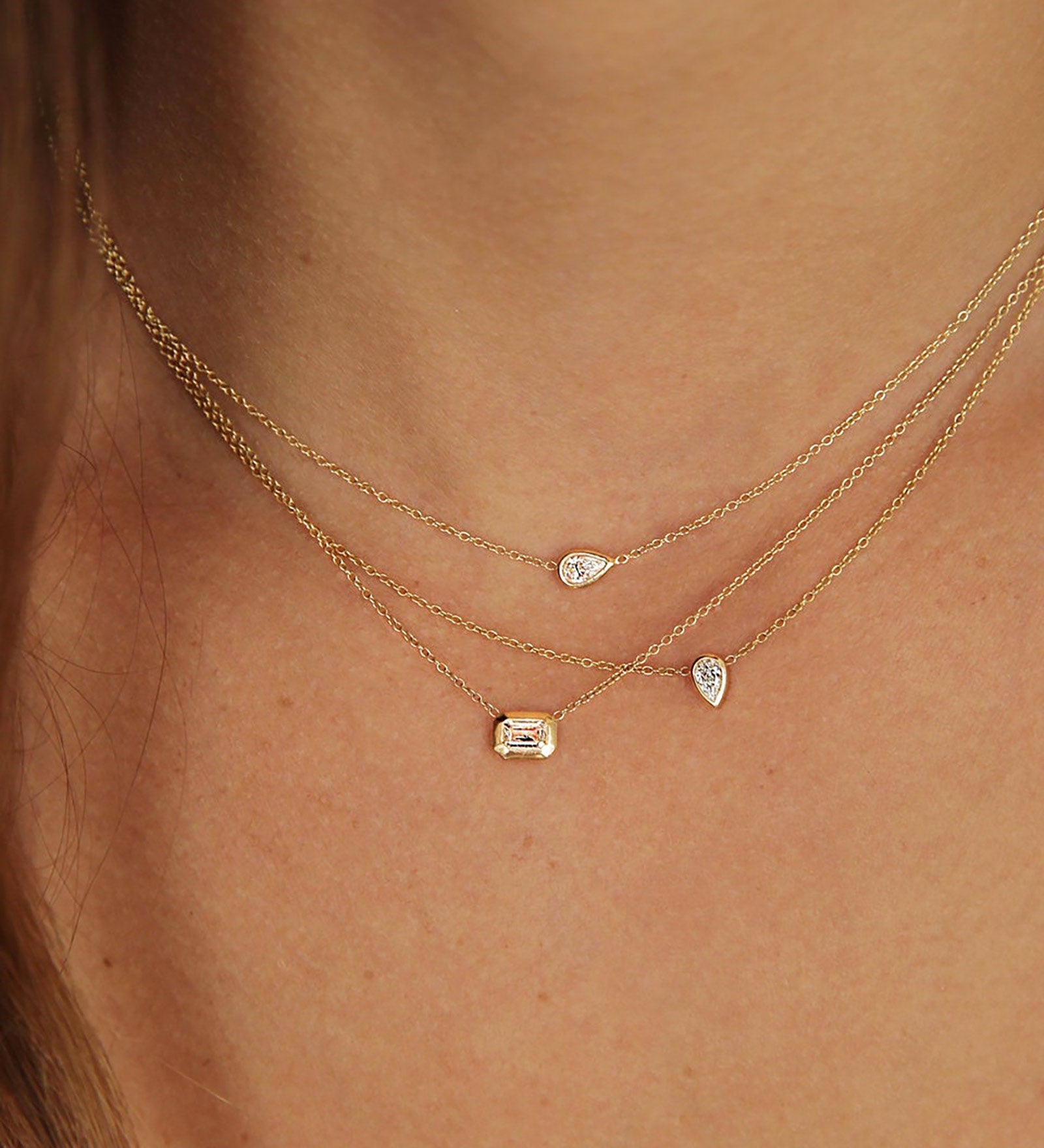 Zoe Chicco-Pear Shaped Diamond Necklace-Necklaces-14k Yellow Gold, Diamond-Blue Ruby Jewellery-Vancouver Canada