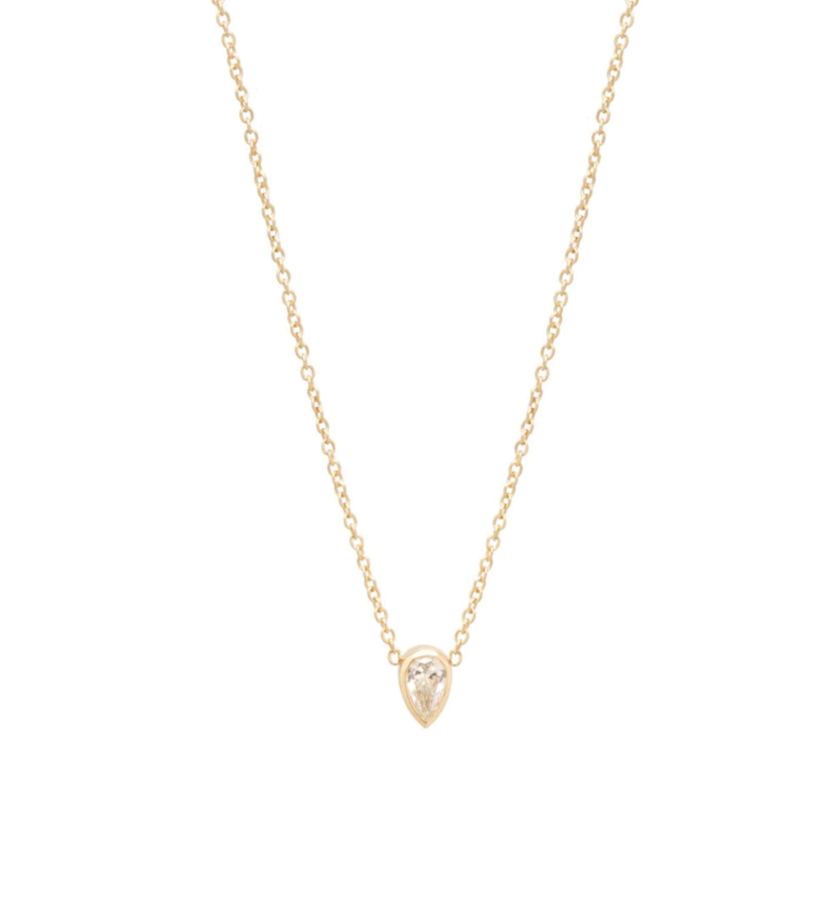 Zoe Chicco-Pear Shaped Diamond Necklace-Necklaces-14k Yellow Gold, Diamond-Blue Ruby Jewellery-Vancouver Canada