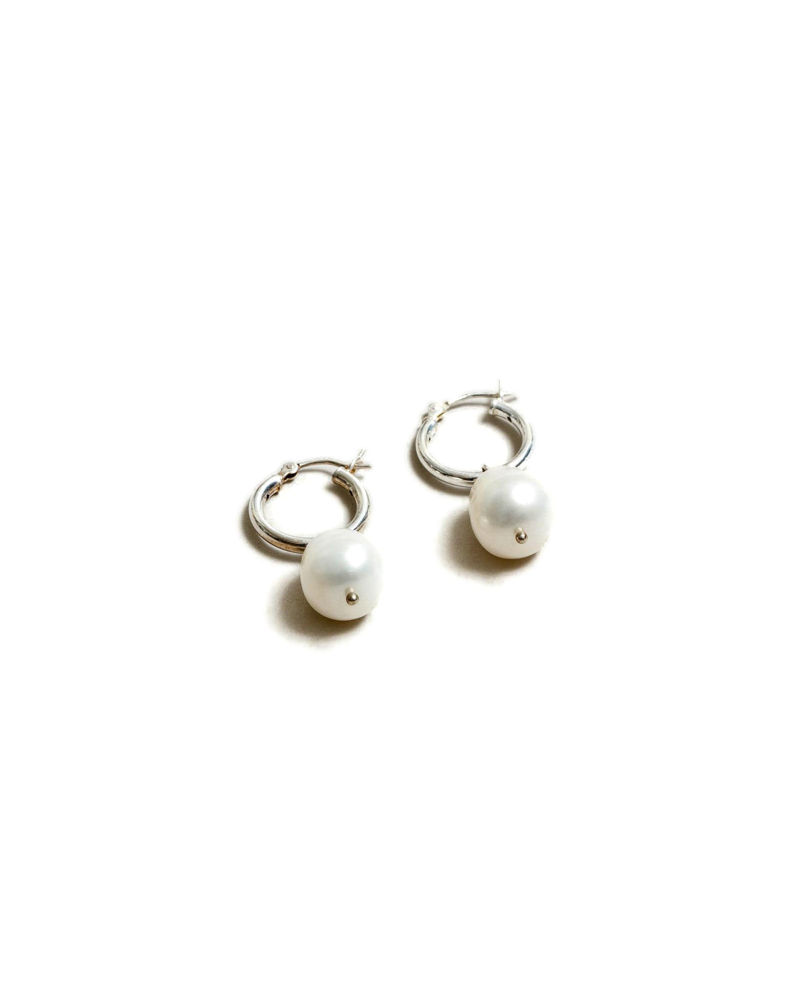 Wolf Circus Pearl Hoops Sterling Silver Freshwater Pearl Blue Ruby Jewellery