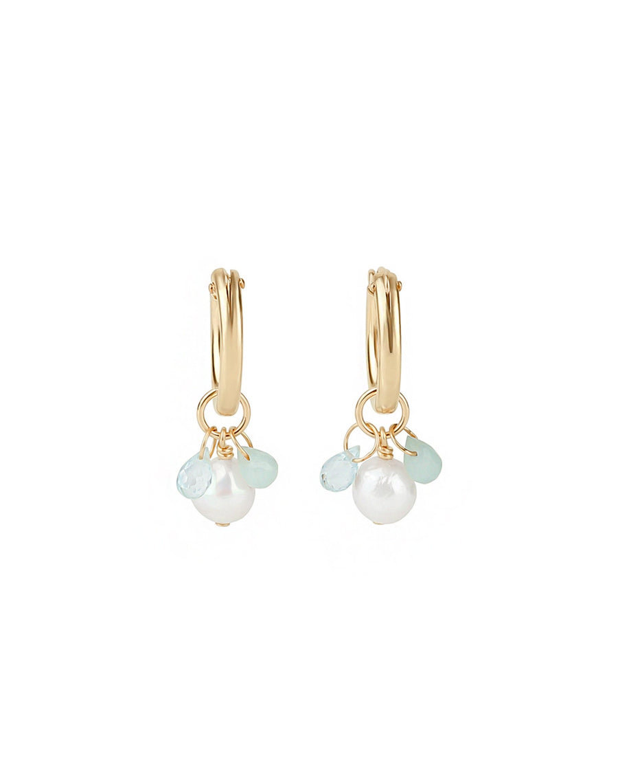 Cause We Care-Pearl Stone Cluster Huggies | 15mm-Earrings-14k Gold-fill-Blue Ruby Jewellery-Vancouver Canada