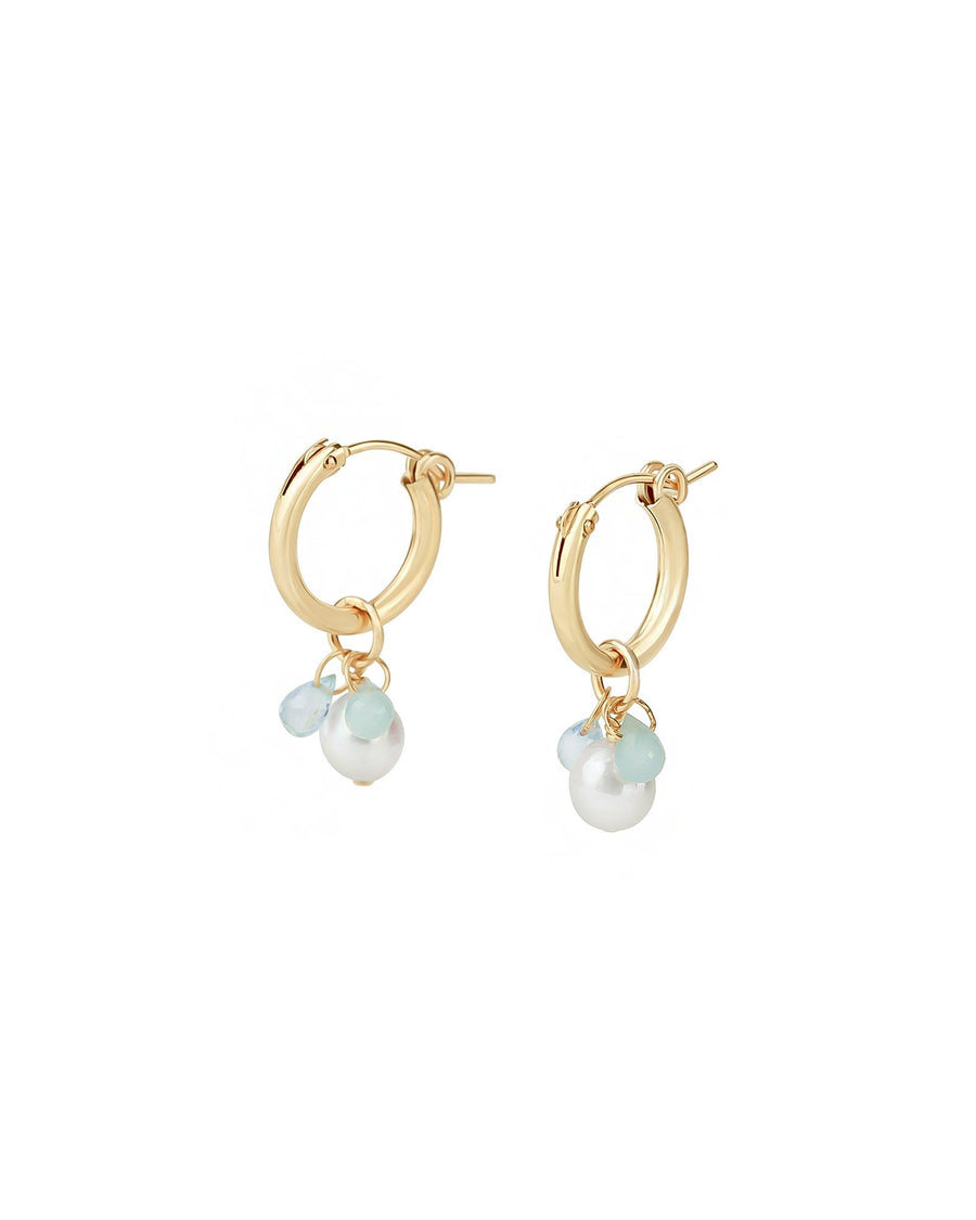 Cause We Care-Pearl Stone Cluster Huggies | 15mm-Earrings-14k Gold-fill-Blue Ruby Jewellery-Vancouver Canada