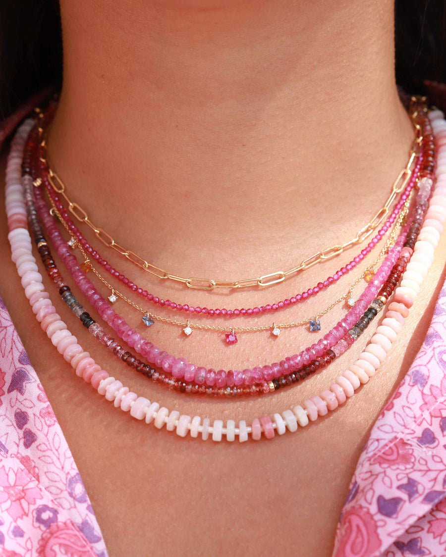 Gem Jar-Pink Opal Heishi Stone Necklace-Necklaces-14k Gold Filled, Pink Opal-Blue Ruby Jewellery-Vancouver Canada