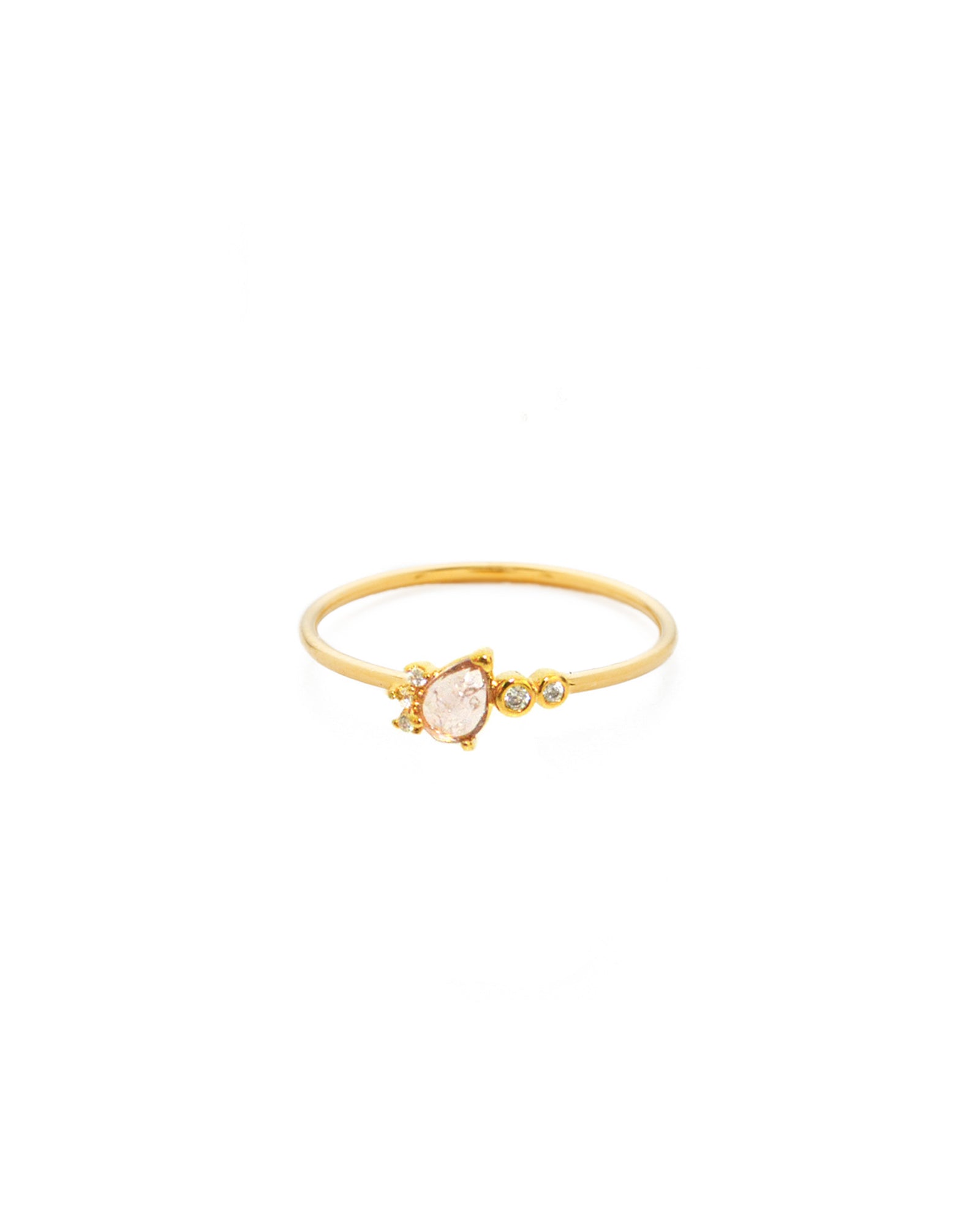 Tai Pink Teardrop Ring Gold Plated Pink Cubic Zirconia White Cubic Zirconia Blue Ruby Jewellery Gold Plated Pink Cubic Zirconia White Cubic