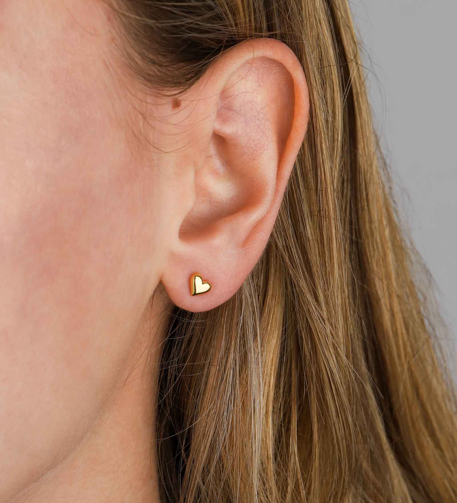 Tashi-Puffy Heart Studs-Earrings-14k Gold Vermeil-Blue Ruby Jewellery-Vancouver Canada