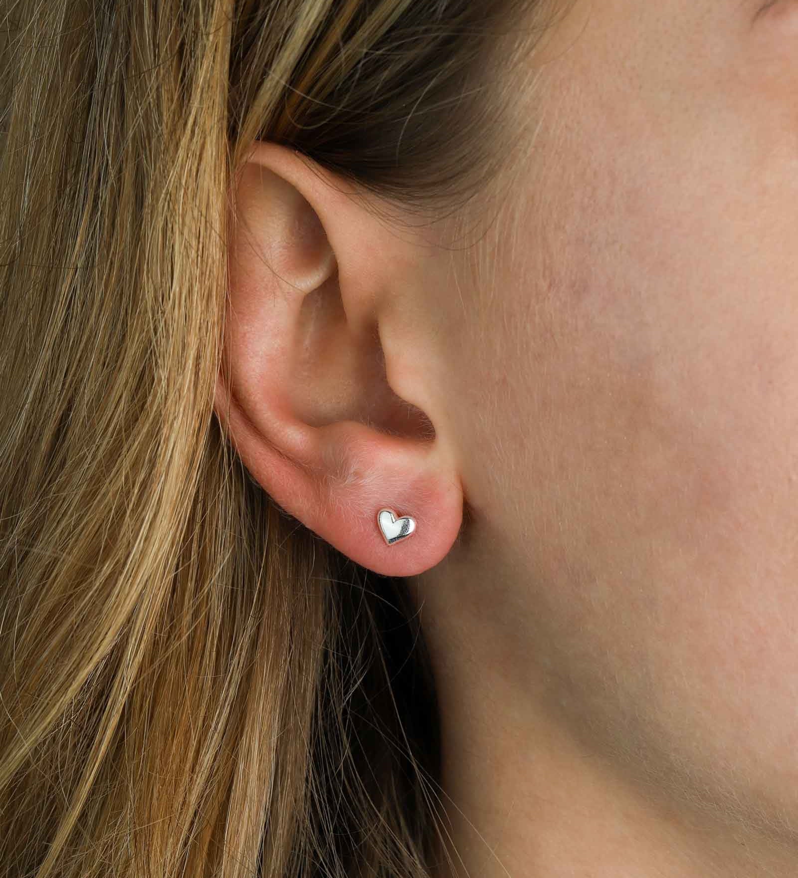 Tashi-Puffy Heart Studs-Earrings-Sterling Silver-Blue Ruby Jewellery-Vancouver Canada