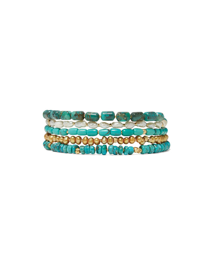 Chan Luu-Rivera Wrap Bracelet-Bracelets-18k Gold Vermeil, Turquoise-Blue Ruby Jewellery-Vancouver Canada