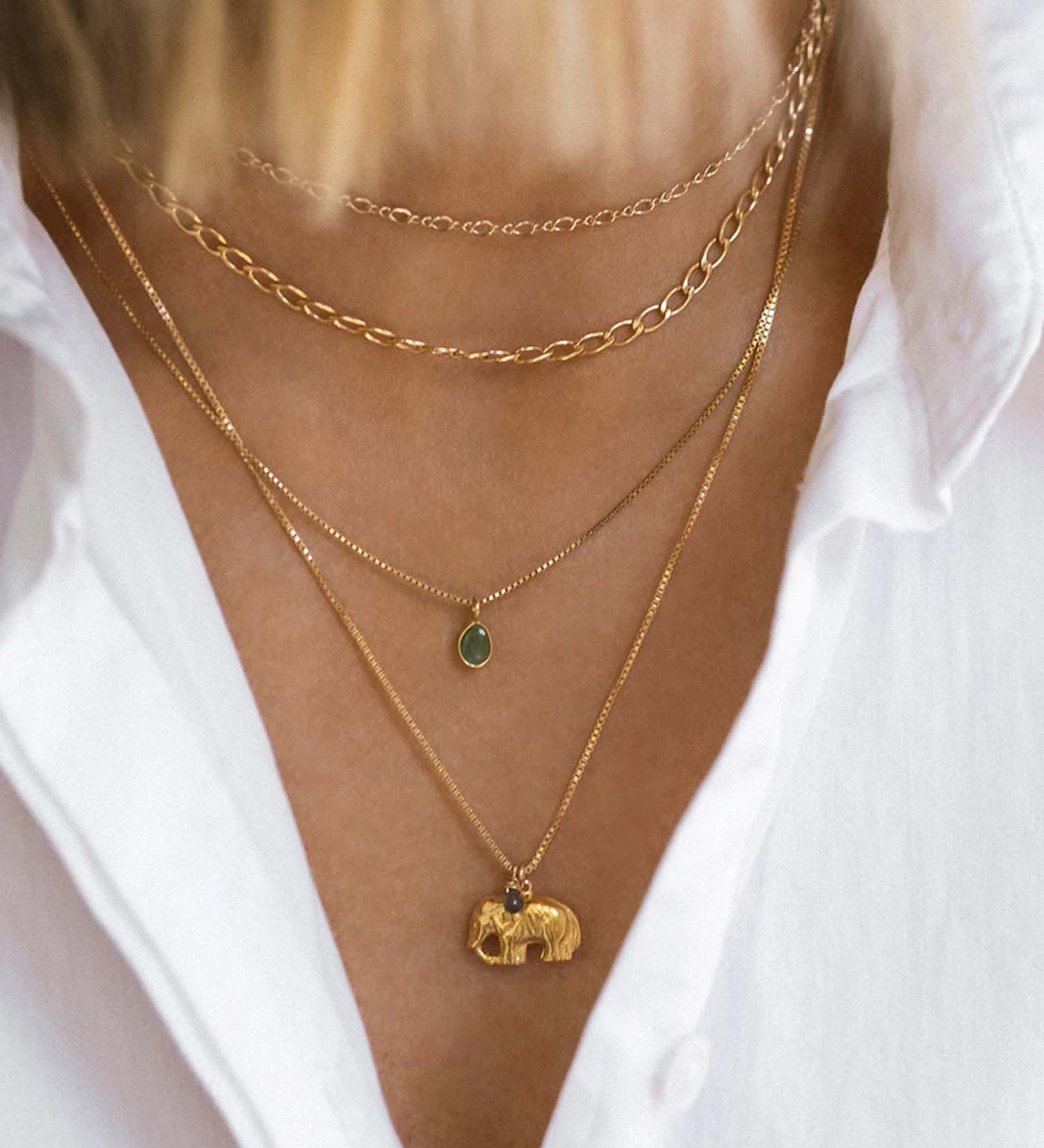 Leah Alexandra-Sofia Slice Necklace-Necklaces-14k Gold Vermeil, Emerald-Blue Ruby Jewellery-Vancouver Canada