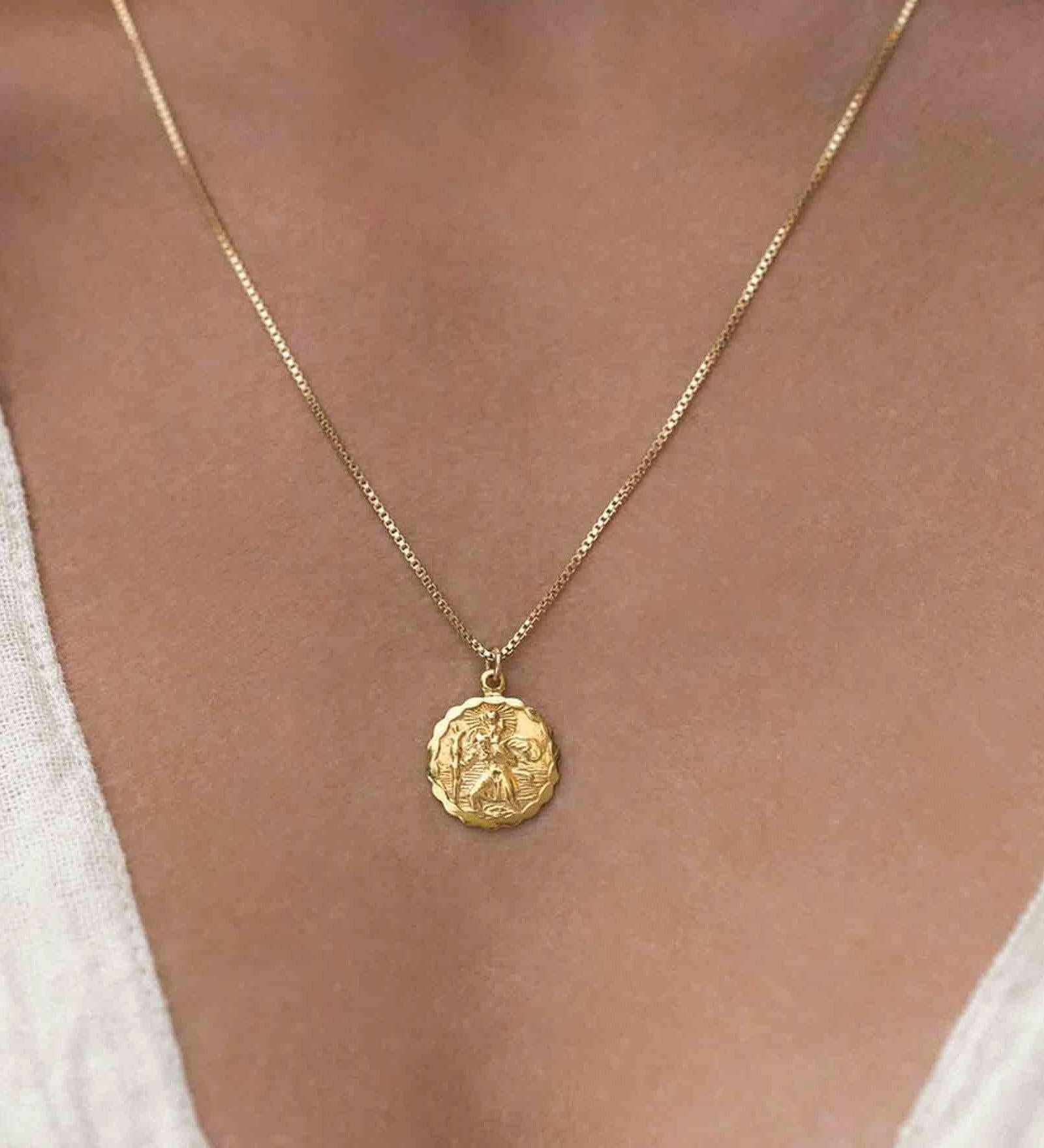 Leah Alexandra-St Christopher Necklace-Necklaces-14k Gold Vermeil, 14k Gold-fill-Blue Ruby Jewellery-Vancouver Canada