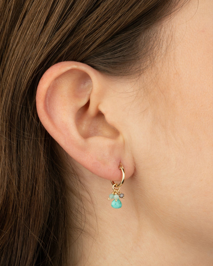 Gem Jar-Stone Cluster Hoops | 12mm-Earrings-14k Gold Filled, Turquoise-Blue Ruby Jewellery-Vancouver Canada