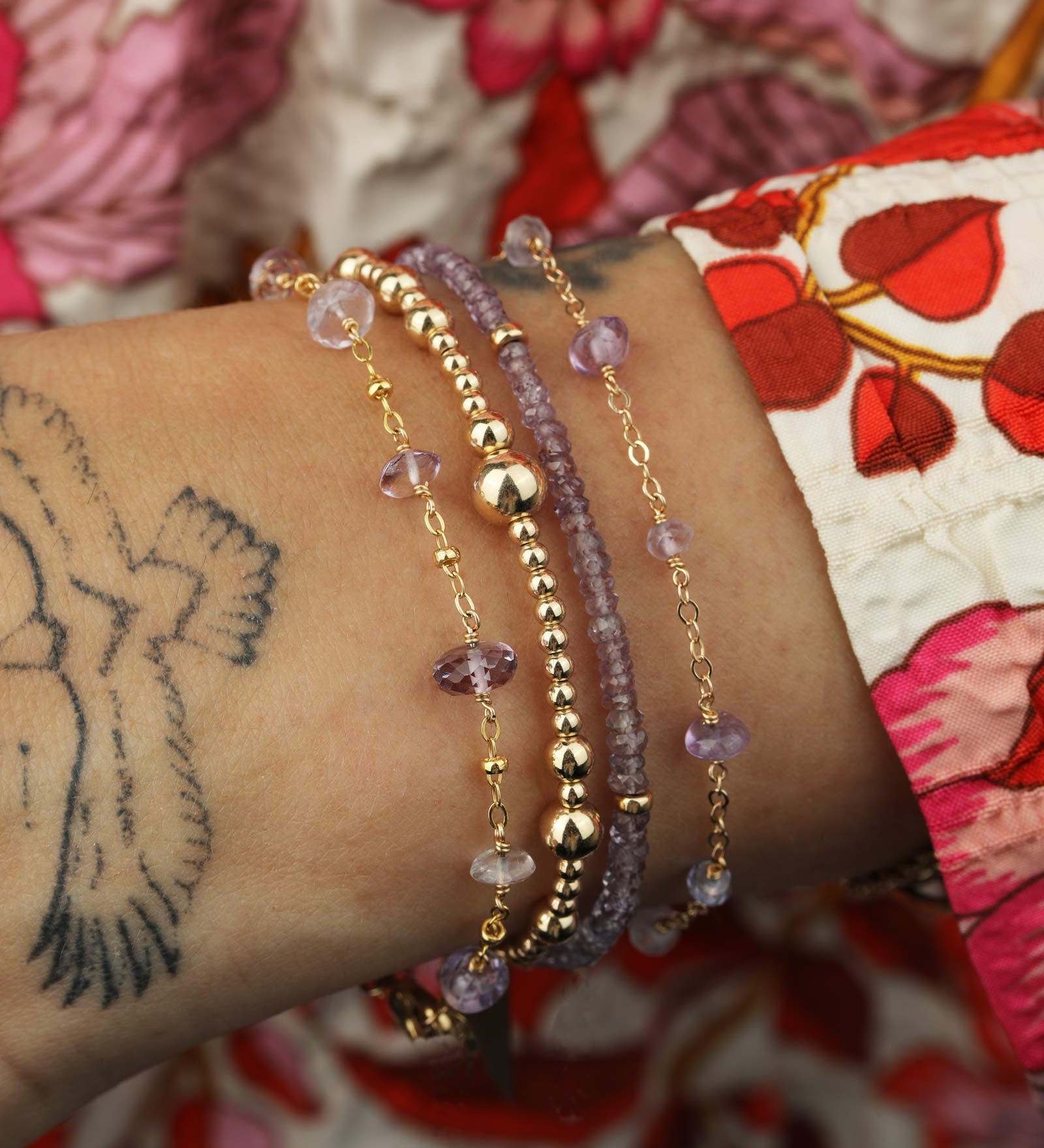 Gem Jar-Stone Satellite Bracelet-Bracelets-14kt Gold Filled, Amethyst-Blue Ruby Jewellery-Vancouver Canada