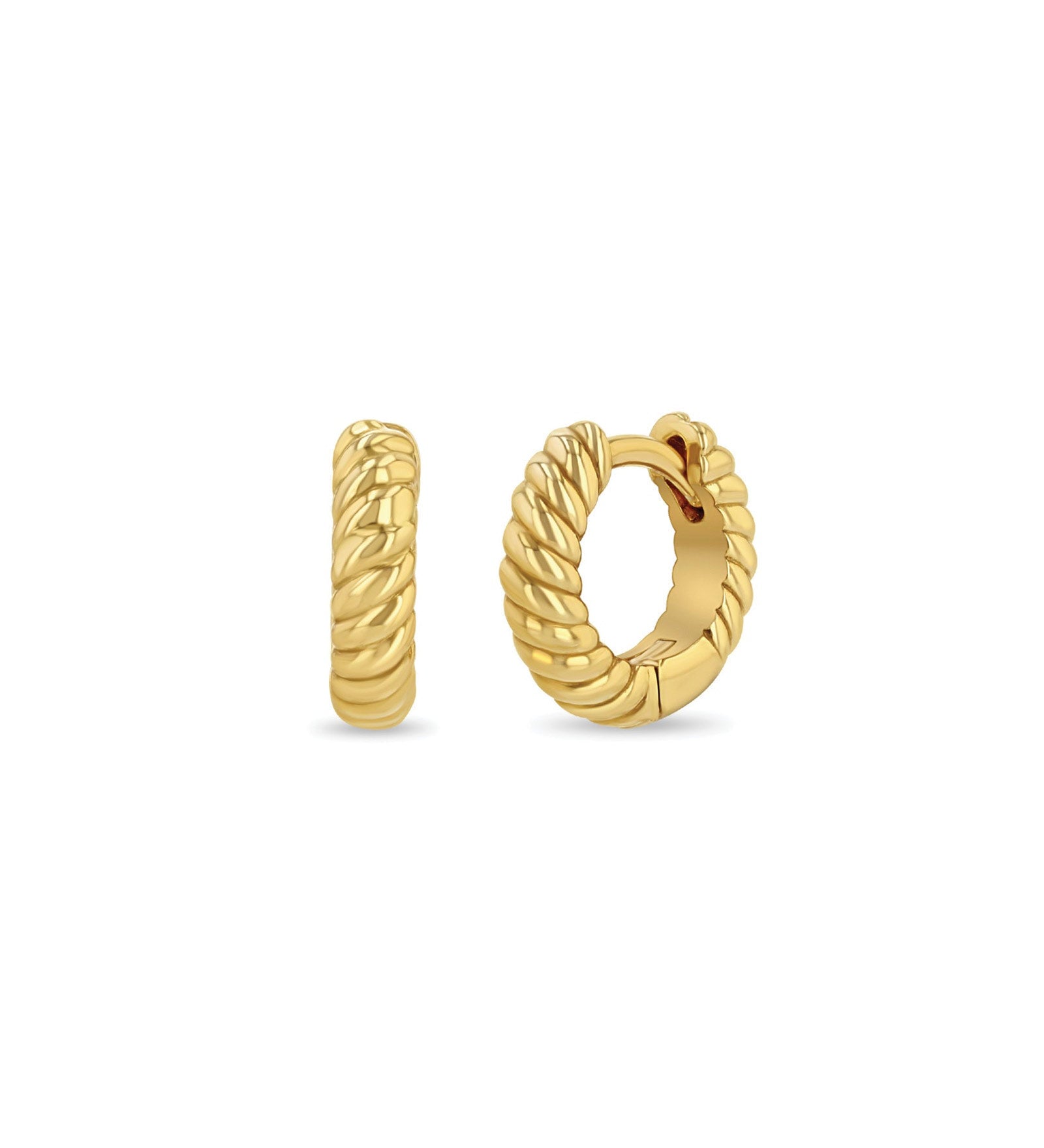 Zoe Chicco-Thick Twist Huggies-Earrings-14k Yellow Gold-Blue Ruby Jewellery-Vancouver Canada