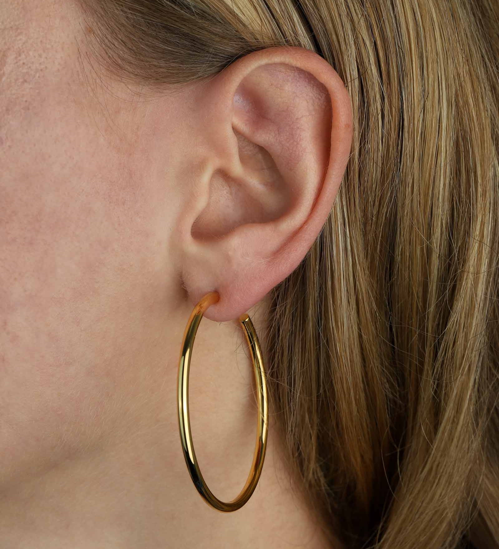 Tashi-Thin Classic Hoops | 50mm-Earrings-14k Gold Vermeil-Blue Ruby Jewellery-Vancouver Canada