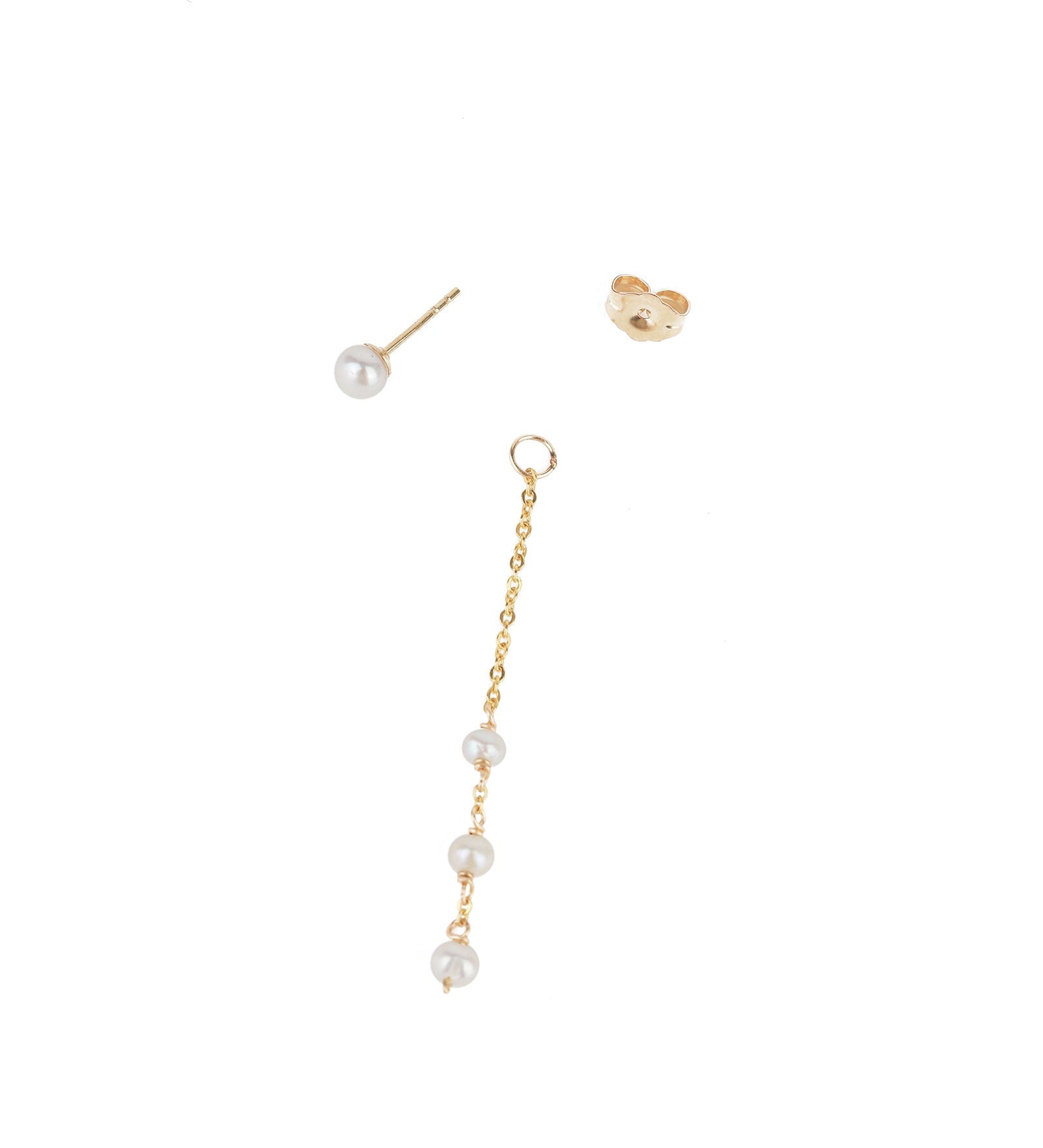Poppy Rose-Three Drop Pearl Studs-Earrings-14k Gold Filled, Freshwater Pearls-Blue Ruby Jewellery-Vancouver Canada