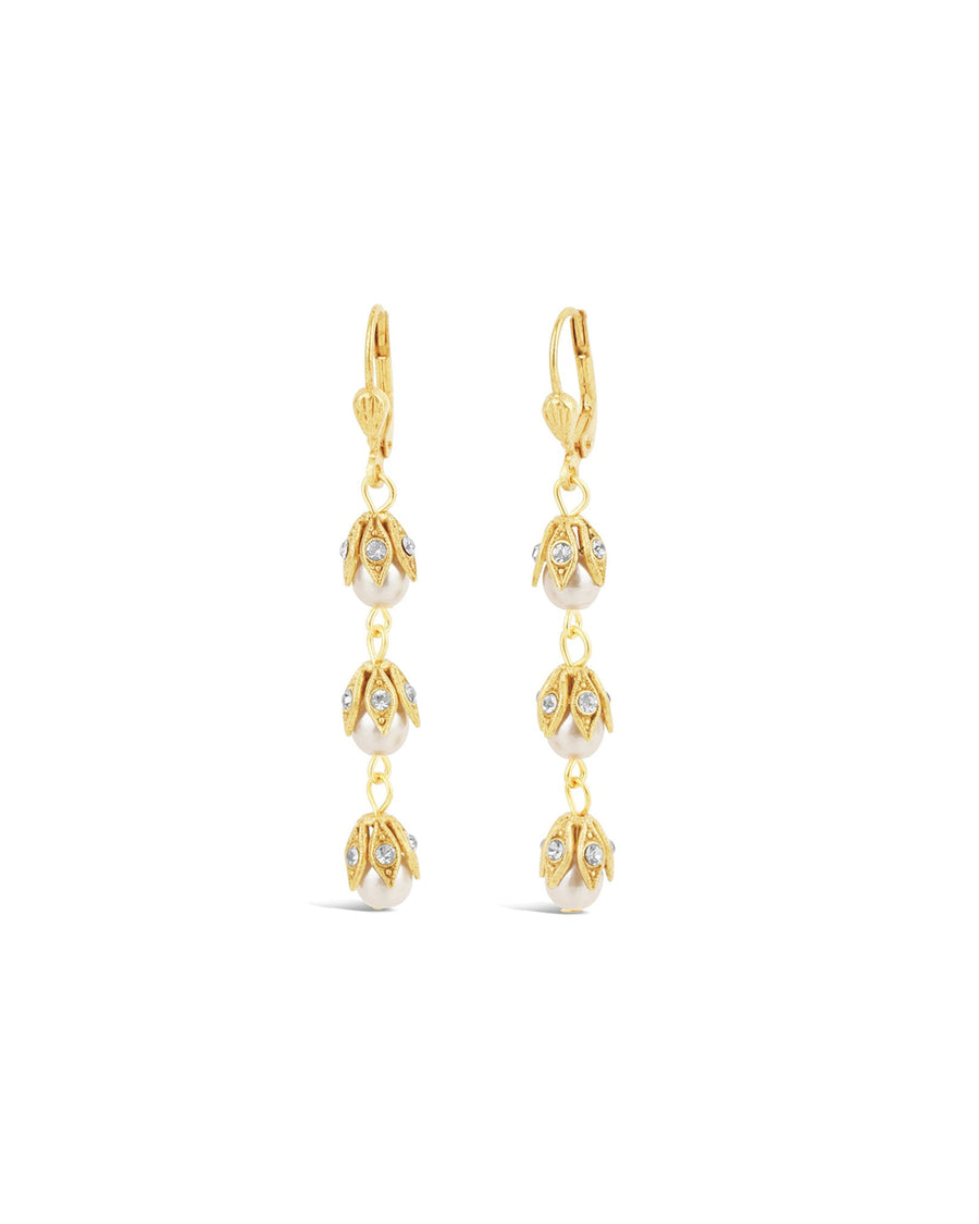La Vie Parisienne-Three Pearl Leaf Hooks-Earrings-14k Gold Plated-Blue Ruby Jewellery-Vancouver Canada