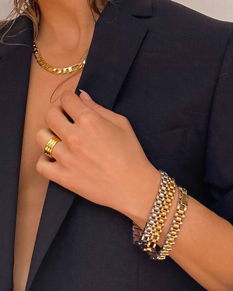 Luv AJ-Timepiece Bracelet-Bracelets-Titanium, 14k Gold Plated-Blue Ruby Jewellery-Vancouver Canada
