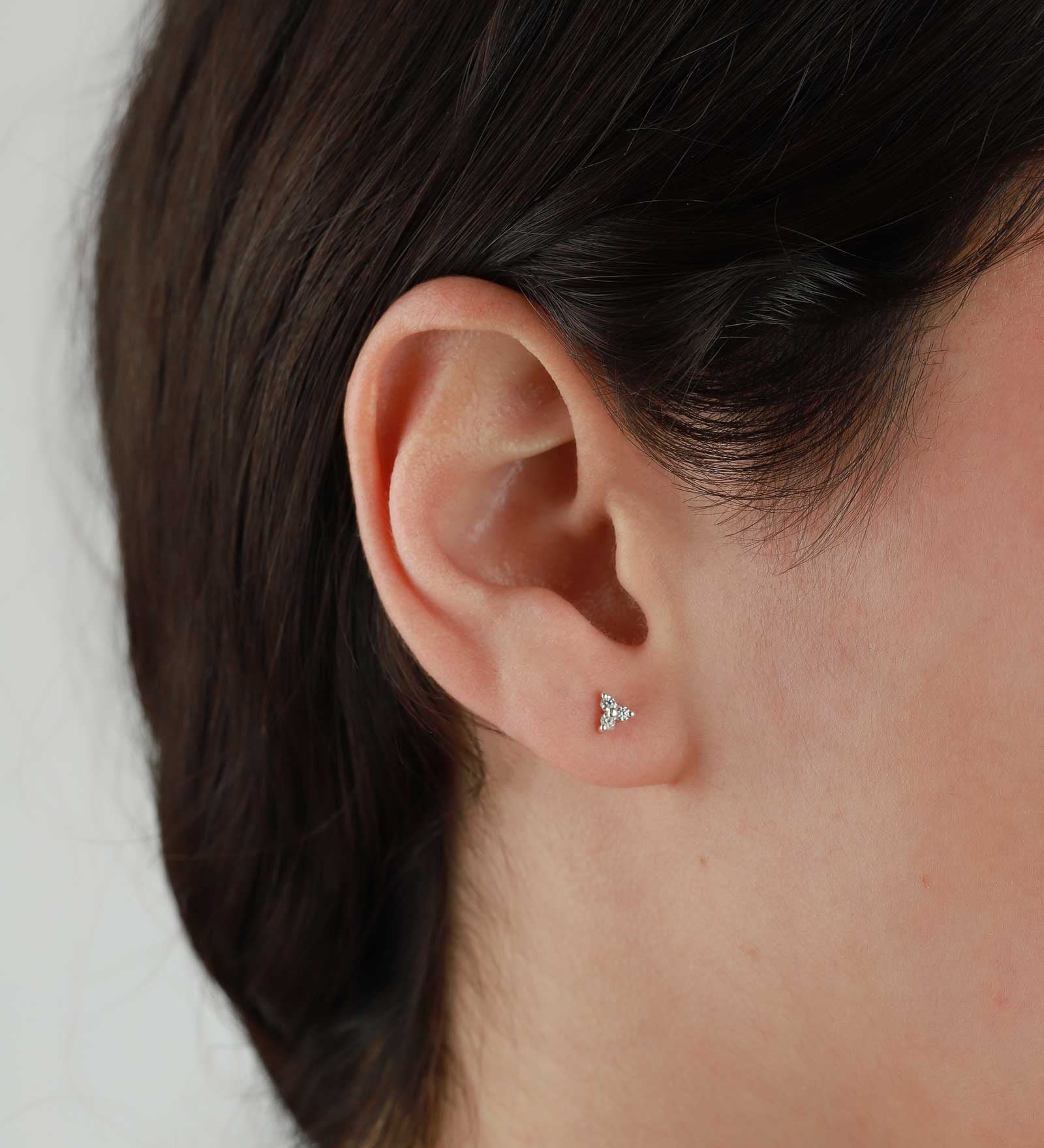 Tashi-Tiny Trillium Stud-Earrings-Sterling Silver, Cubic Zirconia-Blue Ruby Jewellery-Vancouver Canada
