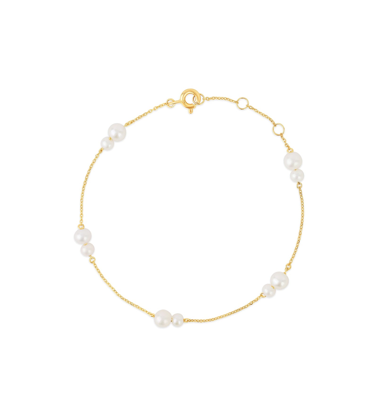 Two Pearl Station Bracelet-Bracelets-Goldhive-14k Yellow Gold-Blue Ruby Jewellery-Vancouver-Canada