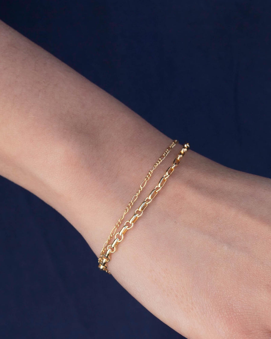 Cause We Care-Two Row Belcher + Figaro Bracelet-Bracelets-14k Gold-fill-Blue Ruby Jewellery-Vancouver Canada