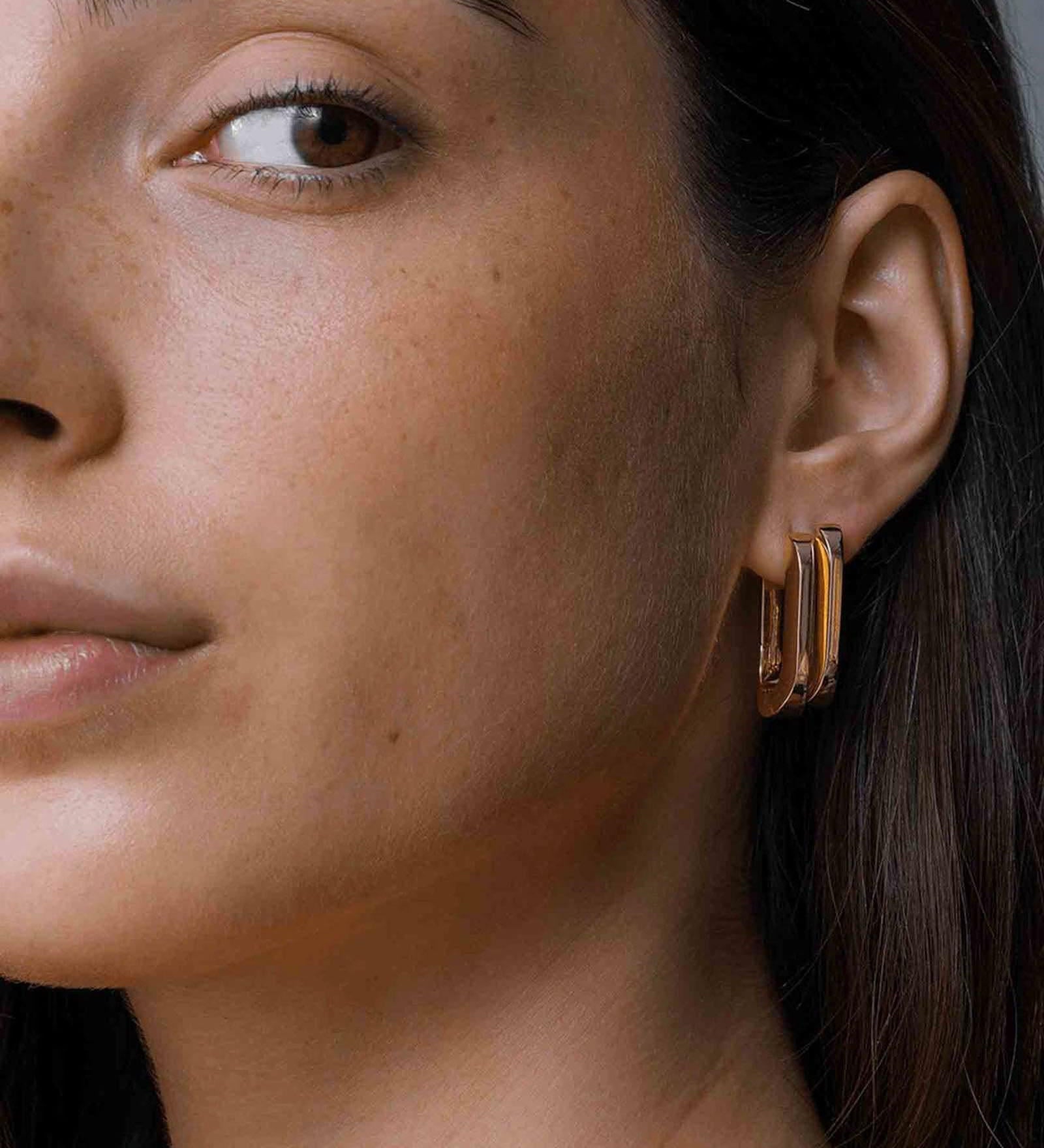 Jenny Bird-U-Link Earrings-Earrings-14k Gold Plated-Blue Ruby Jewellery-Vancouver Canada