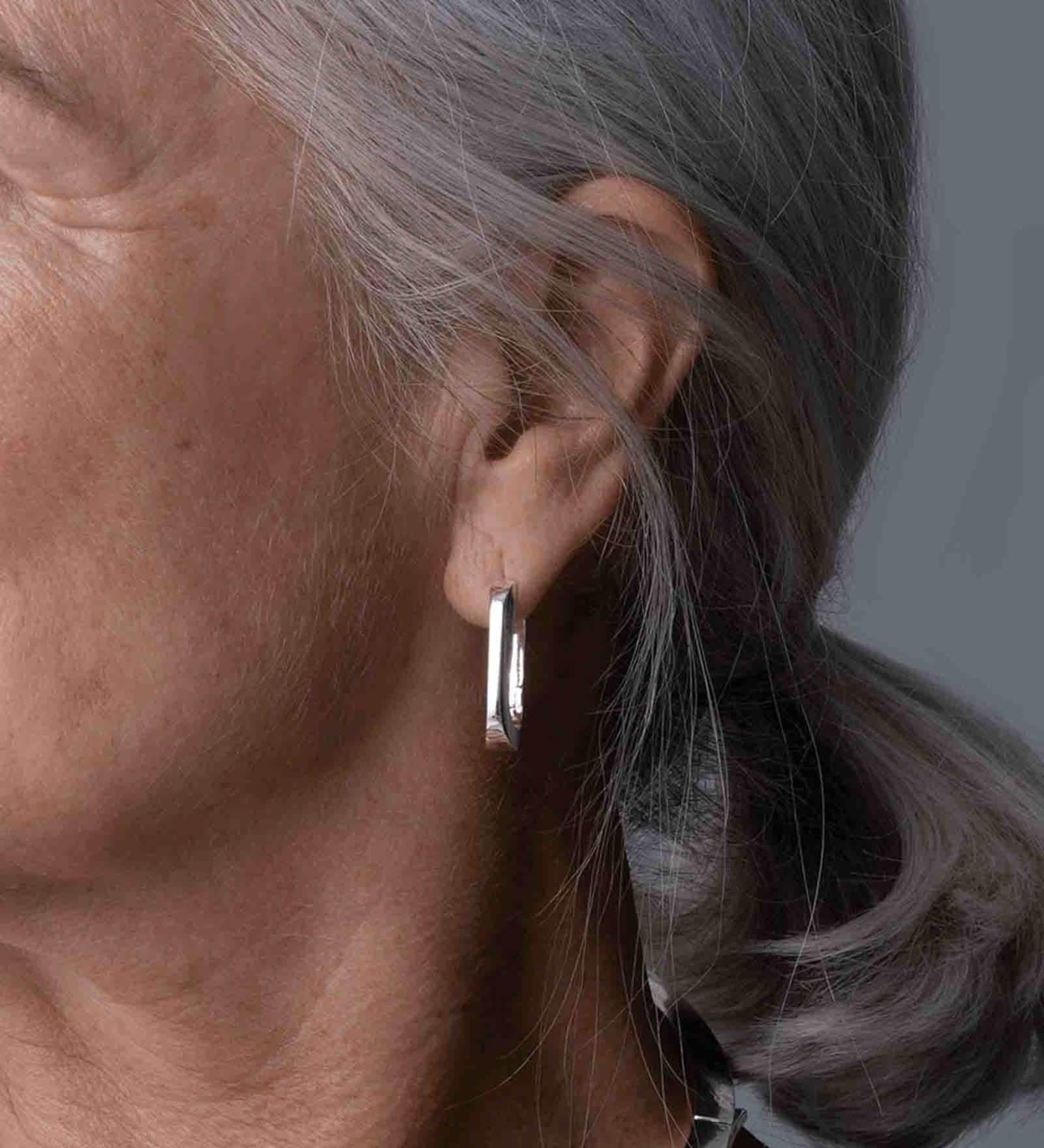 Jenny Bird-U-Link Earrings-Earrings-Silver Plated-Blue Ruby Jewellery-Vancouver Canada