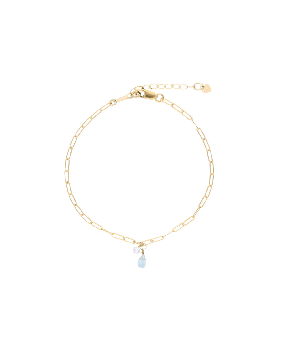 Cause We Care-XS Paperclip Stone Drop Bracelet-Bracelets-14k Gold-fill, Aquamarine, Moonstone-Blue Ruby Jewellery-Vancouver Canada