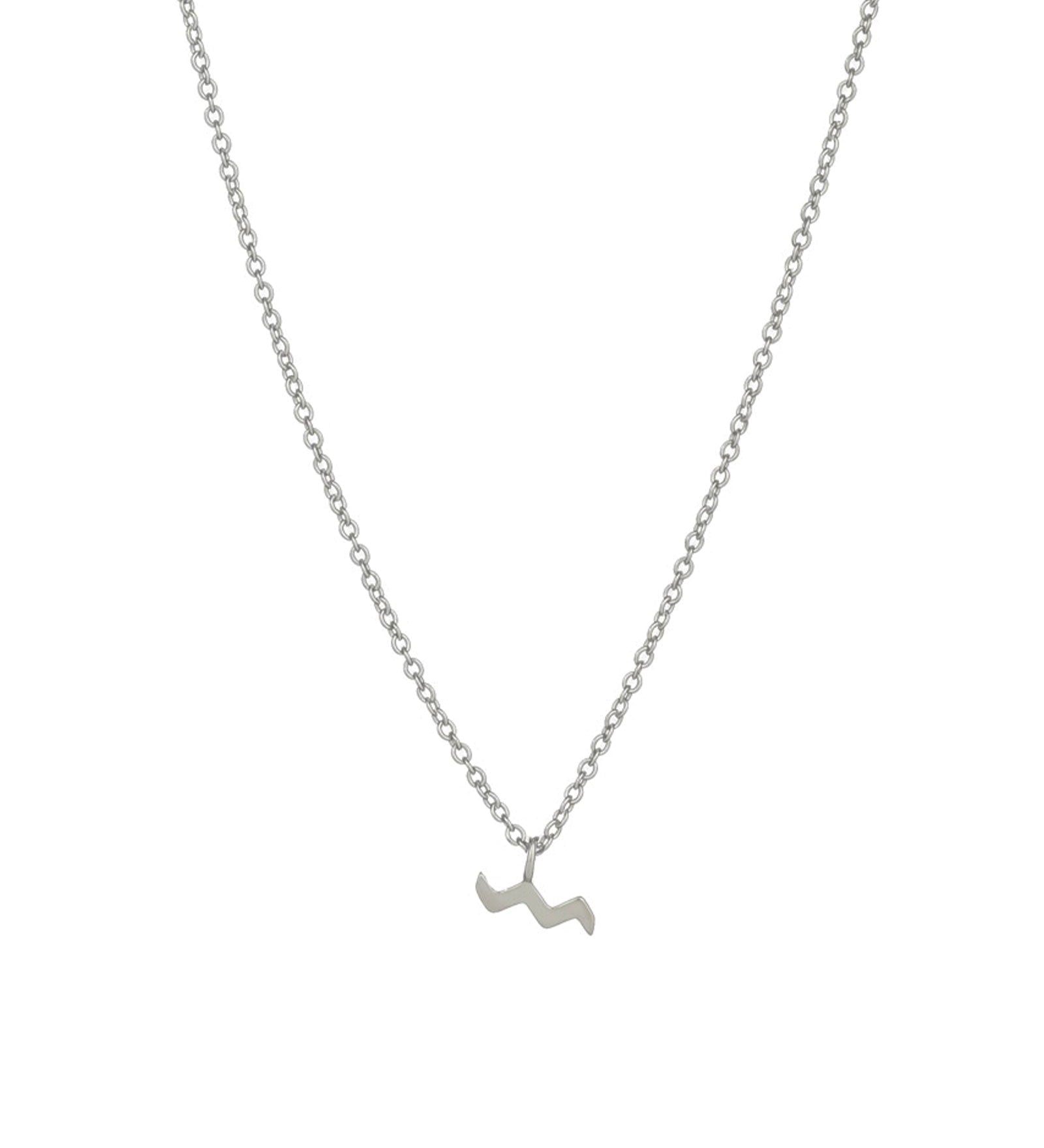 Quiet Icon-Zodiac Necklace-Necklaces-Rhodium Plated Sterling Silver-Aquarius-Blue Ruby Jewellery-Vancouver Canada