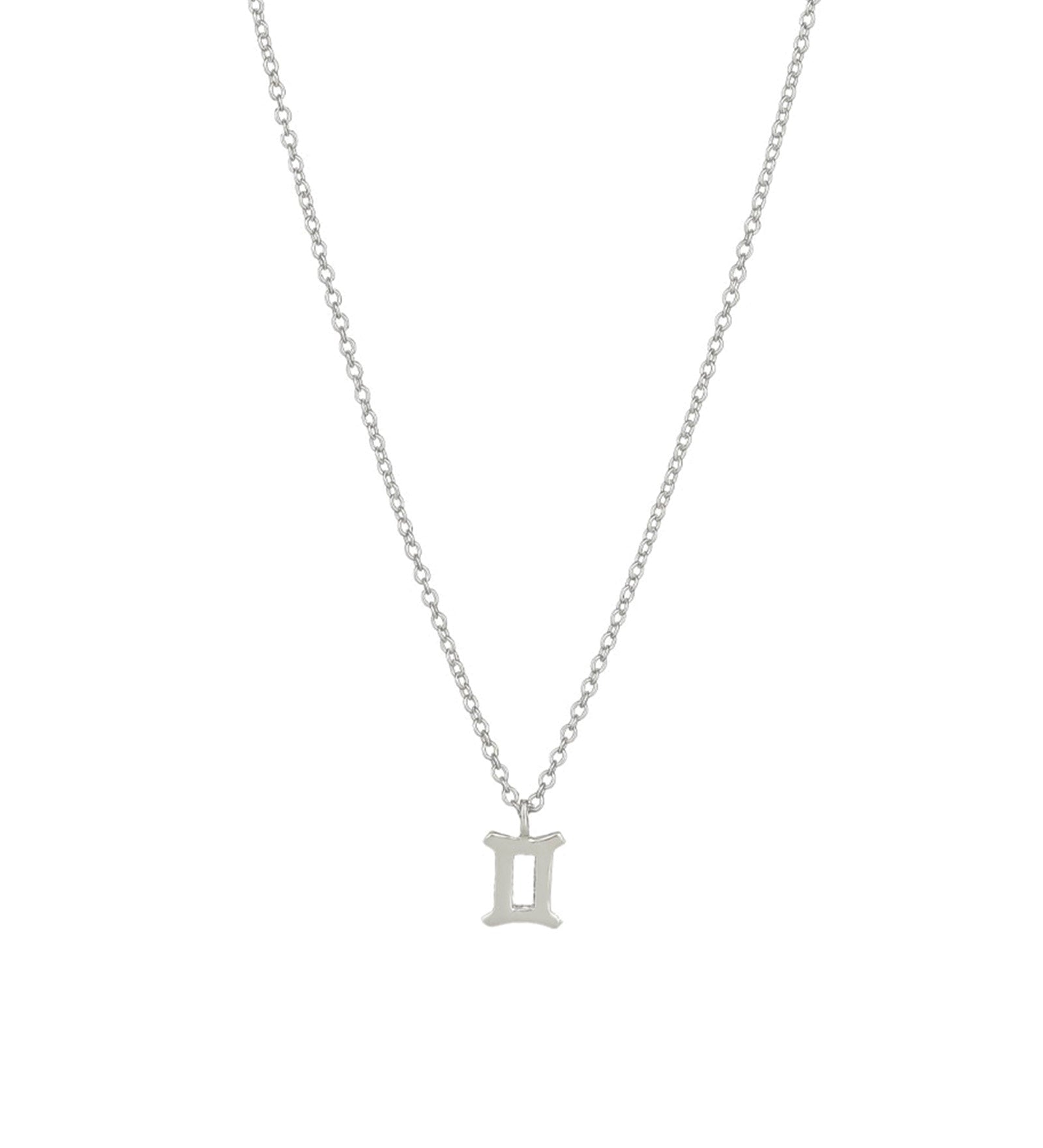 Quiet Icon-Zodiac Necklace-Necklaces-Rhodium Plated Sterling Silver-Gemini-Blue Ruby Jewellery-Vancouver Canada