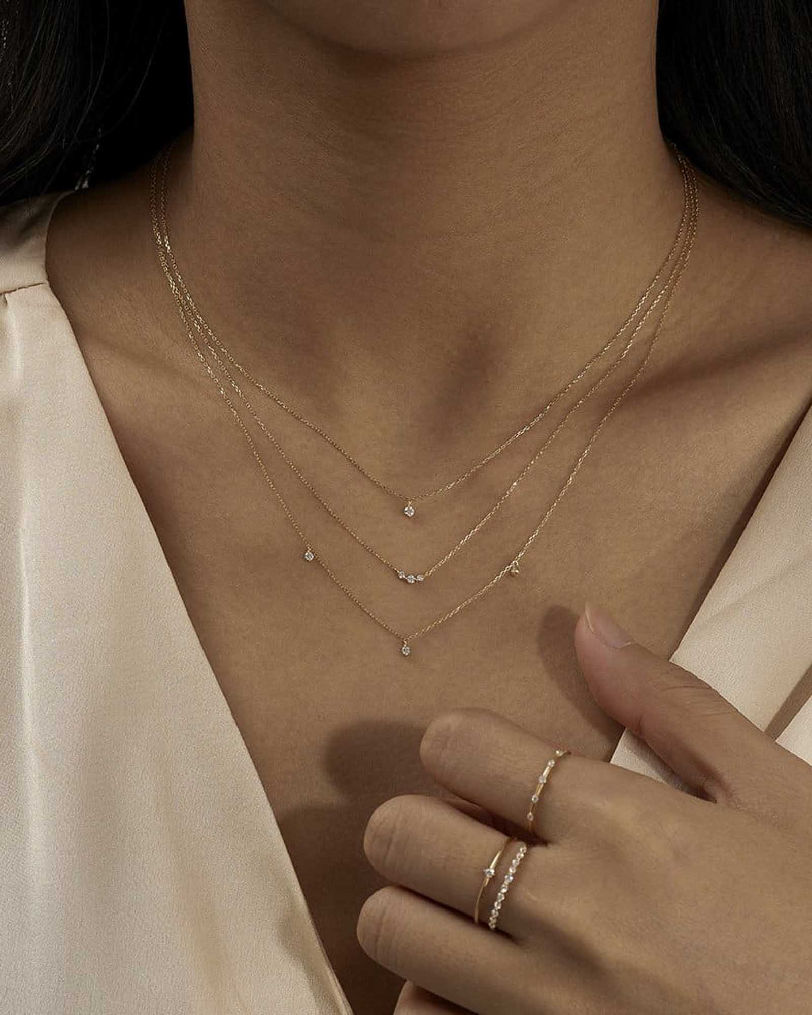 Quiet Icon Graduated CZ Necklace 14k Gold Vermeil Cubic Zirconia Blue Ruby Jewellery