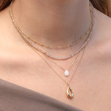 White Topaz Pear Cable Chain Necklace | 8mm