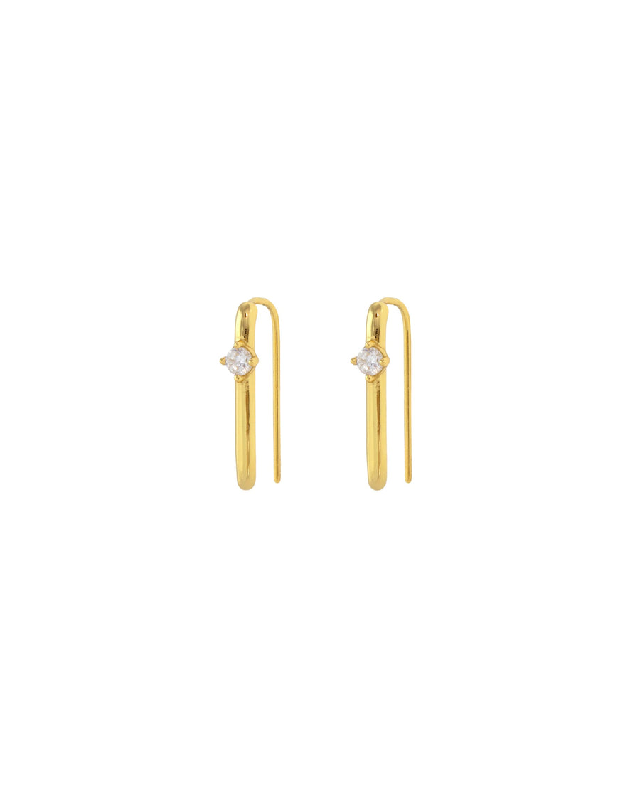 Kris Nations-1 Cz Bar Pull Hooks | 12mm-Earrings-18k Gold Vermeil, Cubic Zirconia-Blue Ruby Jewellery-Vancouver Canada