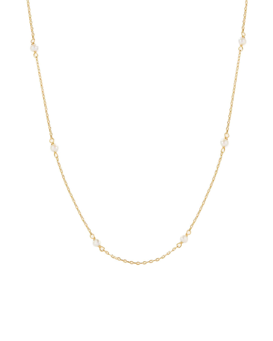 Quiet Icon-10 Pearl Station Necklace-Necklaces-14k Gold Vermeil, White Pearl-Blue Ruby Jewellery-Vancouver Canada
