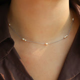 Multi Baroque Pearl Station Necklace