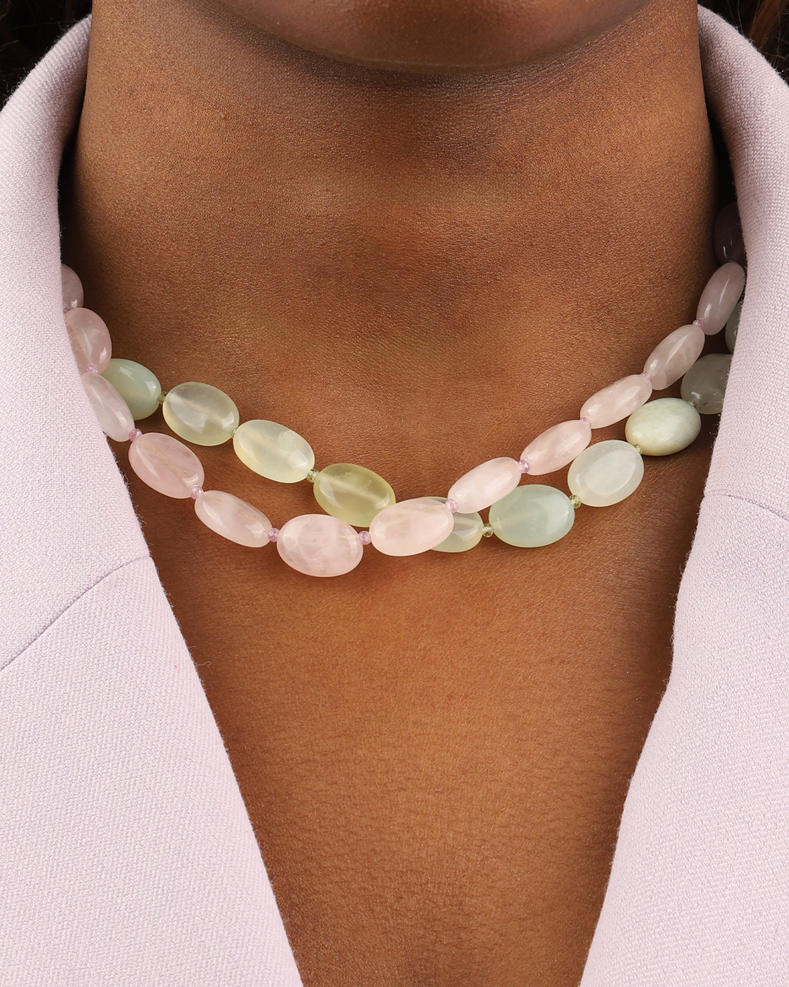 Lunita Luz-Petite Oval Beaded Necklace-Necklaces-Blue Ruby Jewellery-Vancouver Canada