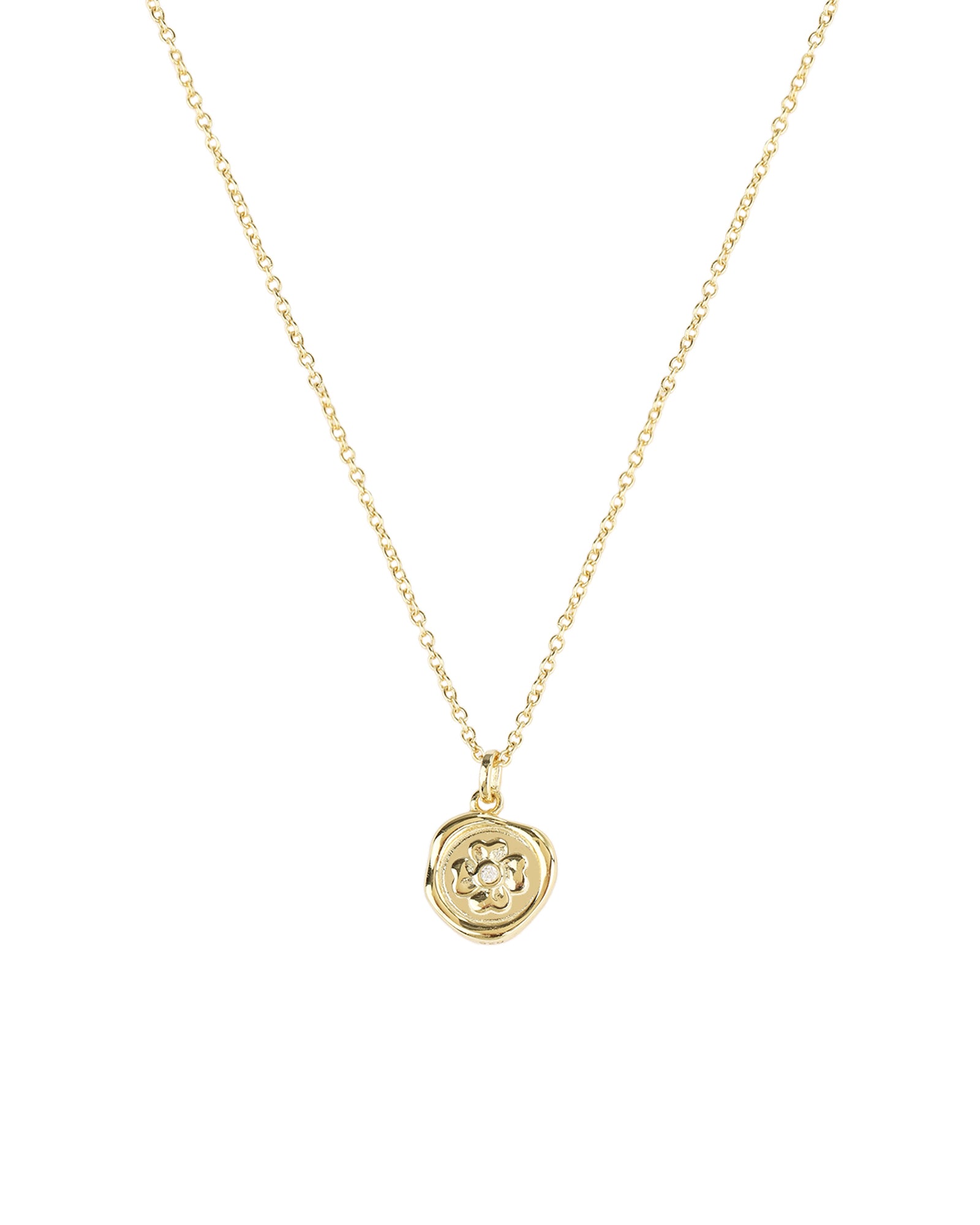 Quiet Icon-Bloom Medallion Necklace-Necklaces-14k Gold Vermeil, Cubic Zirconia-Blue Ruby Jewellery-Vancouver Canada