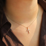Cross Pearl CZ Necklace