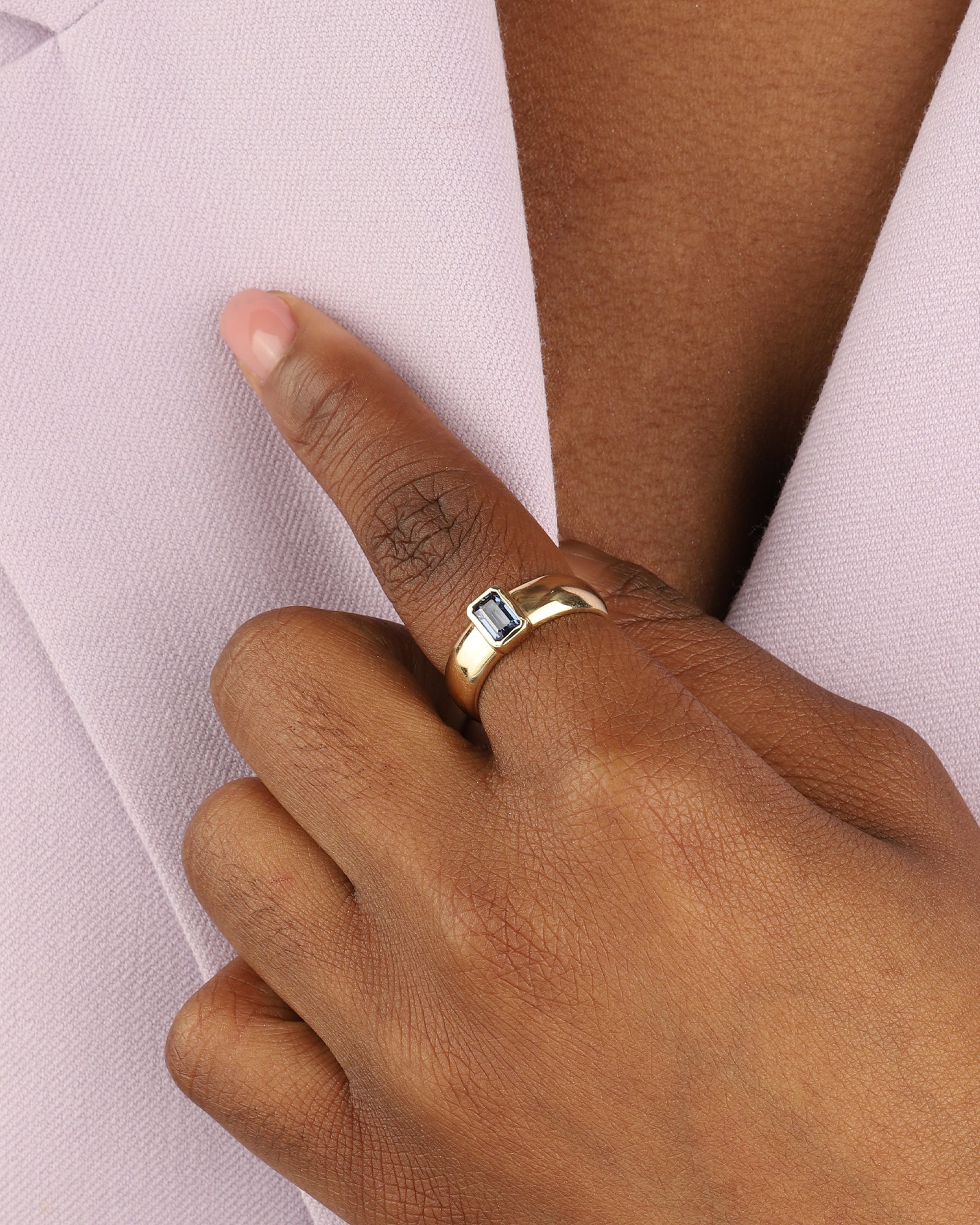 Goldhive-Rectangle Sapphire Tapered Ring-Rings-Blue Ruby Jewellery-Vancouver Canada