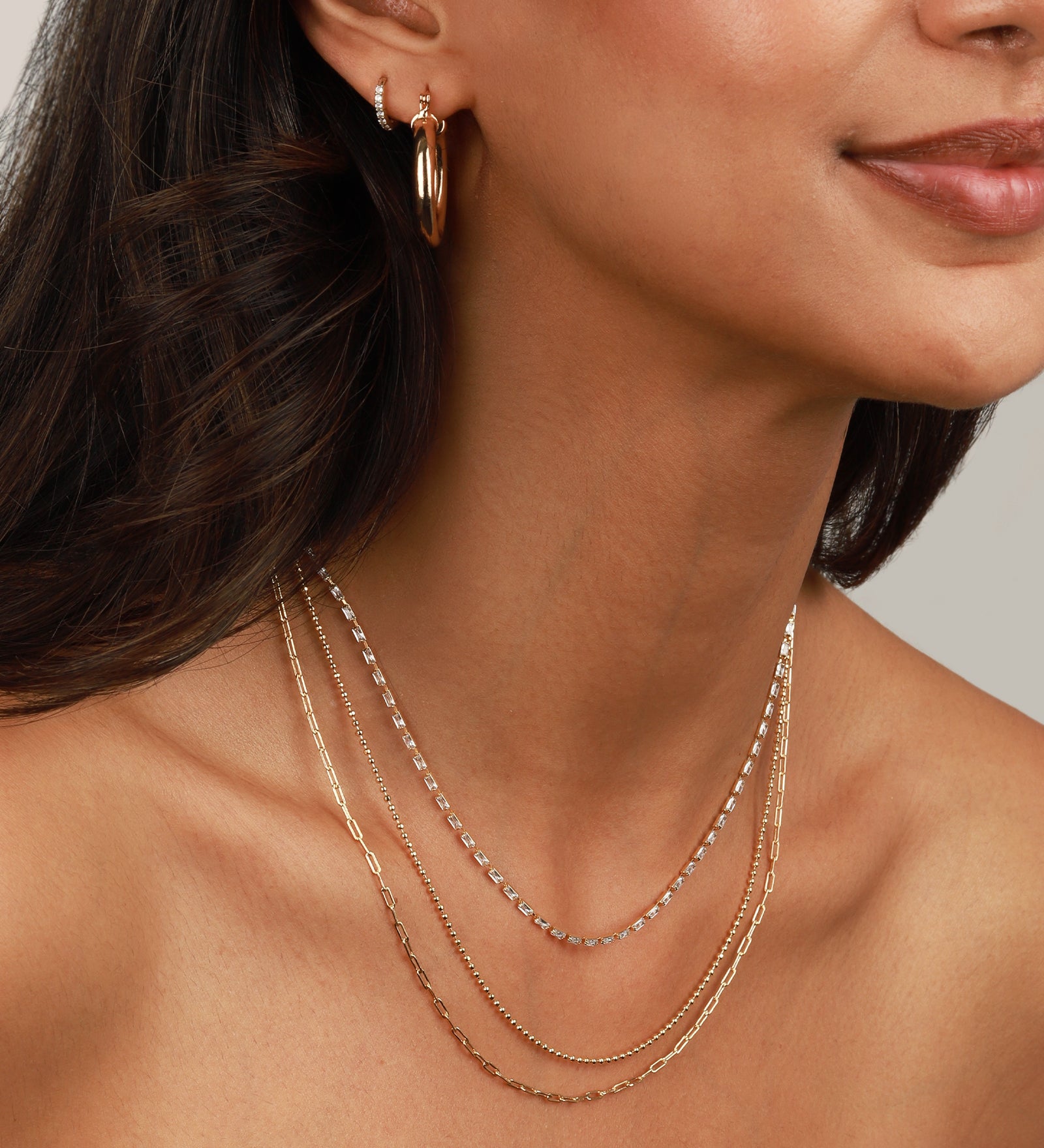 Baseline-Three Row Mixed Chain Necklace-Necklaces-Blue Ruby Jewellery-Vancouver Canada