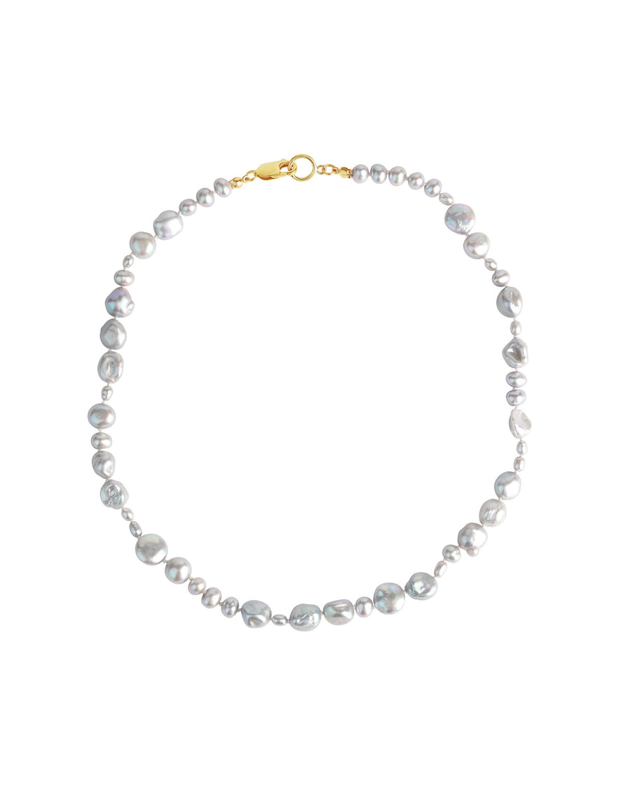 Poppy Rose-18" Mix Pearl Strand Necklace-Necklaces-14k Gold-fill, Grey Freshwater Pearl-Blue Ruby Jewellery-Vancouver Canada