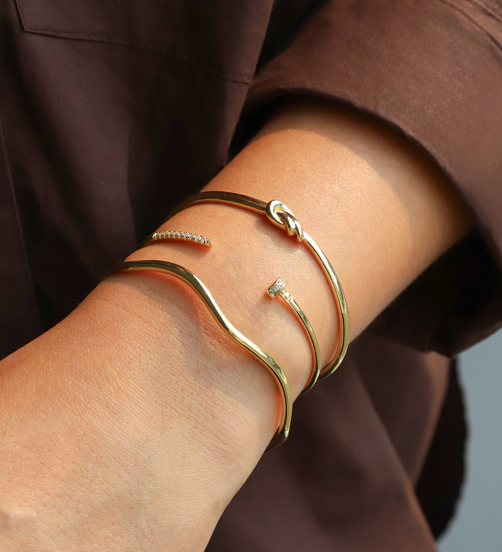 Quiet Icon-Nail CZ Cuff-Bracelets-Blue Ruby Jewellery-Vancouver Canada