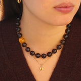 Lunita Luz-Ice Obsidian & Citrine Beaded Necklace-Necklaces-Blue Ruby Jewellery-Vancouver Canada