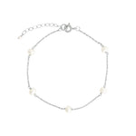 Poppy Rose-Pearl Station Bracelet-Bracelets-Sterling Silver, White Pearl-Blue Ruby Jewellery-Vancouver Canada