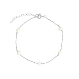 Poppy Rose-Pearl Station Bracelet-Bracelets-Sterling Silver, White Pearl-Blue Ruby Jewellery-Vancouver Canada