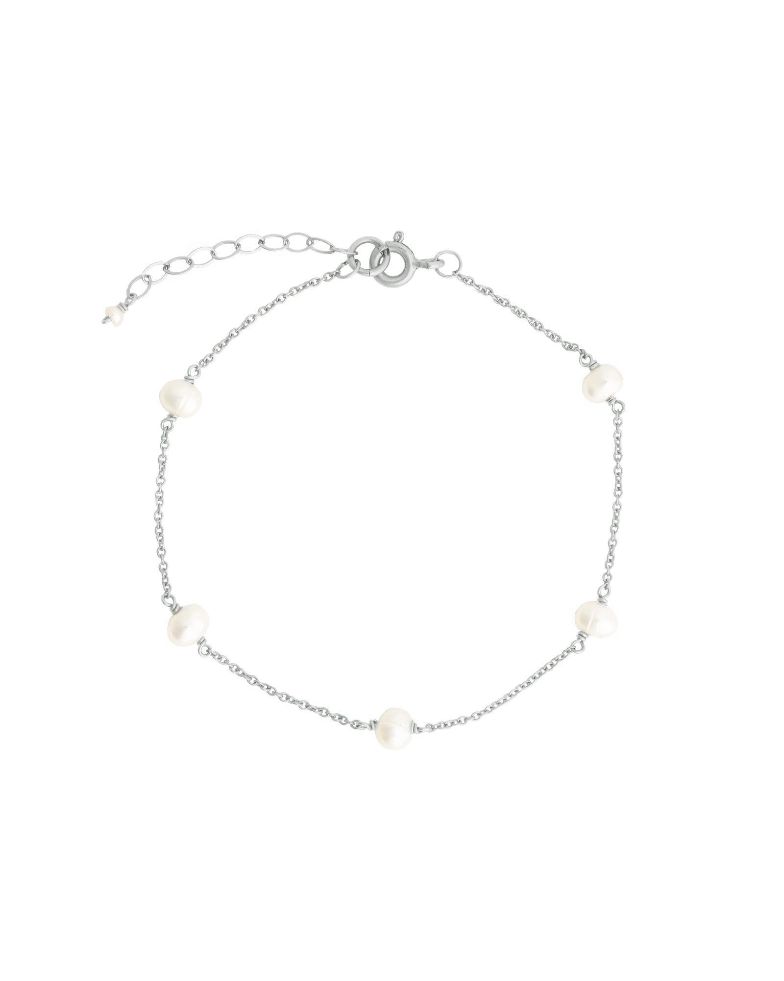 Poppy Rose-Pearl Station Bracelet-Bracelets-Sterling Silver, White Pearl-Blue Ruby Jewellery-Vancouver Canada