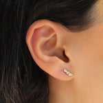Quiet Icon-Three Mix Shape CZ Stud-Earrings-Blue Ruby Jewellery-Vancouver Canada