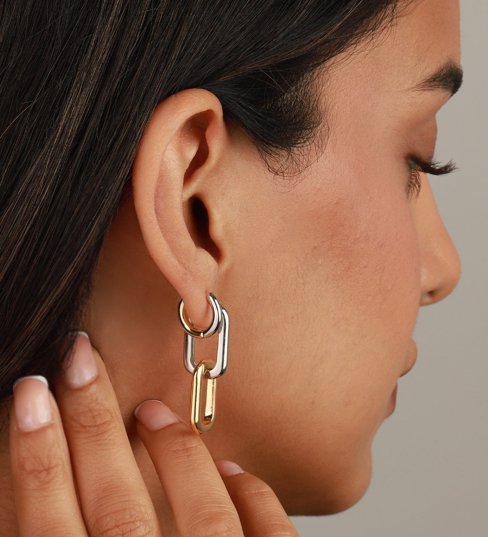 Baseline-Two Tone Huggie | 13mm-Earrings-Blue Ruby Jewellery-Vancouver Canada