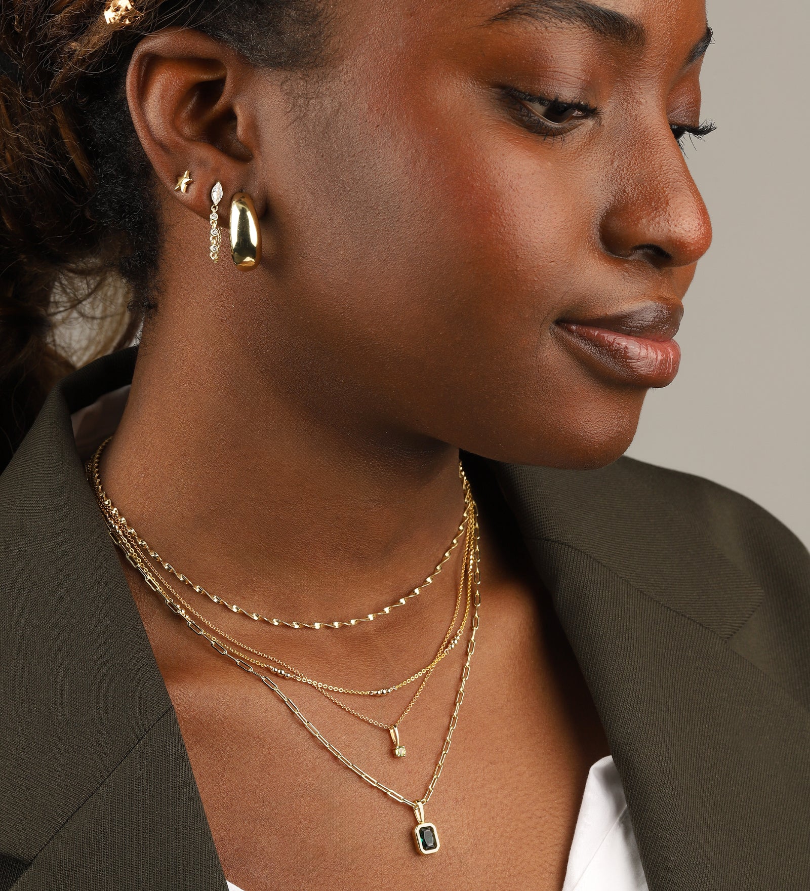 Quiet Icon-Marquise Chain Single Stud-Earrings-Blue Ruby Jewellery-Vancouver Canada