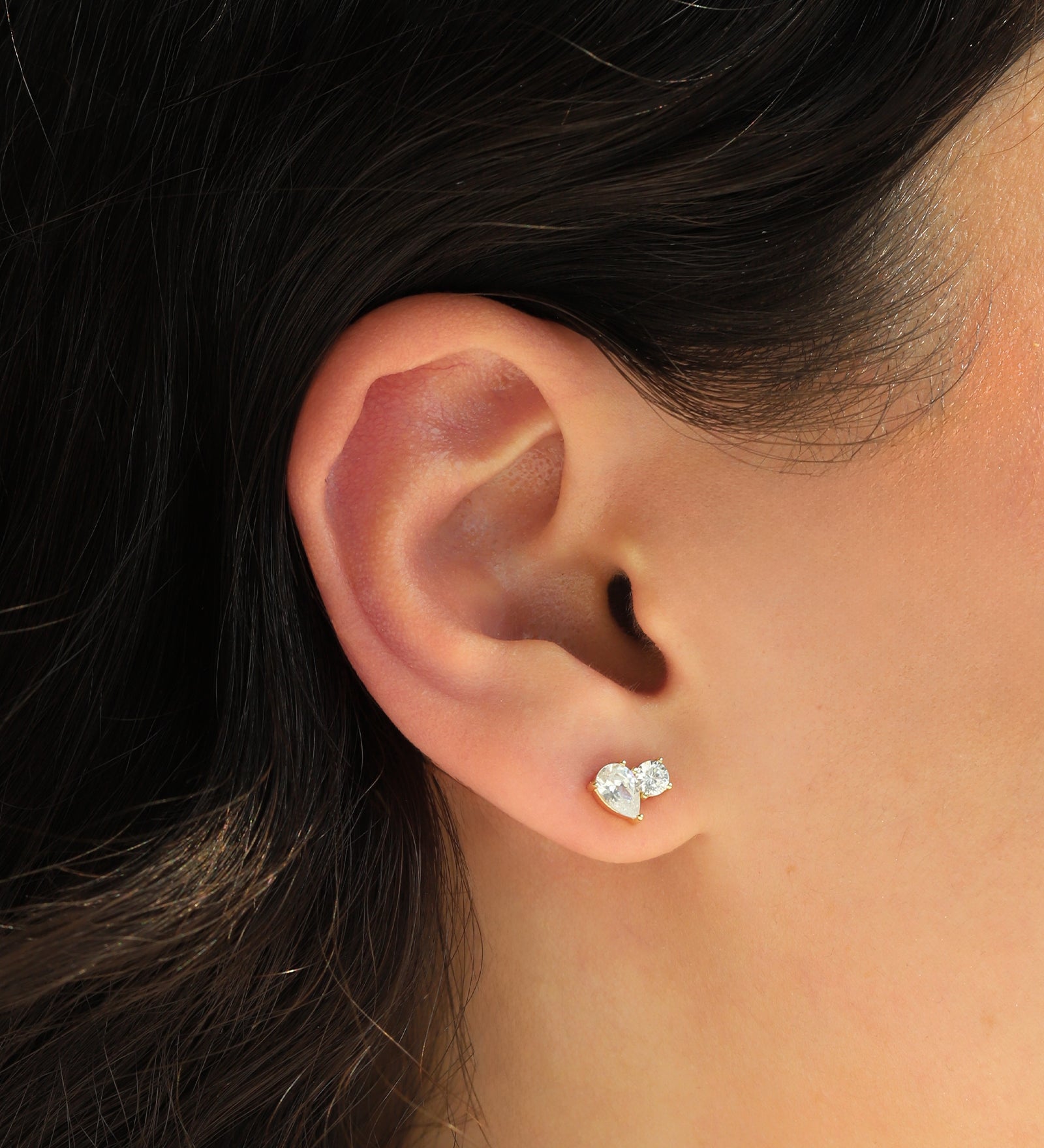 Quiet Icon-Rounded Pair CZ Stud-Earrings-Blue Ruby Jewellery-Vancouver Canada