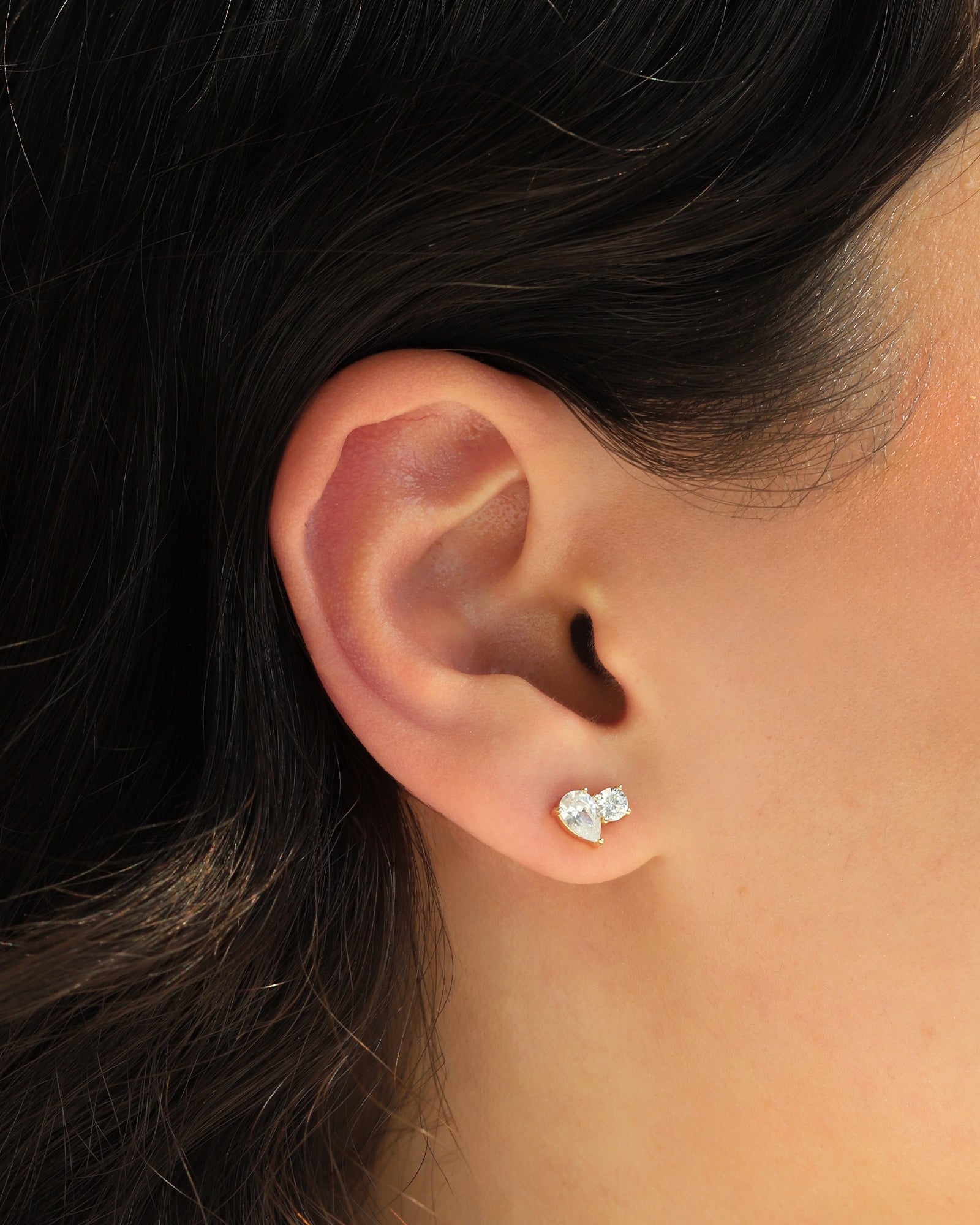 Quiet Icon-Rounded Pair CZ Stud-Earrings-Blue Ruby Jewellery-Vancouver Canada