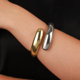Two Tone Interlock Teardrop Bangle