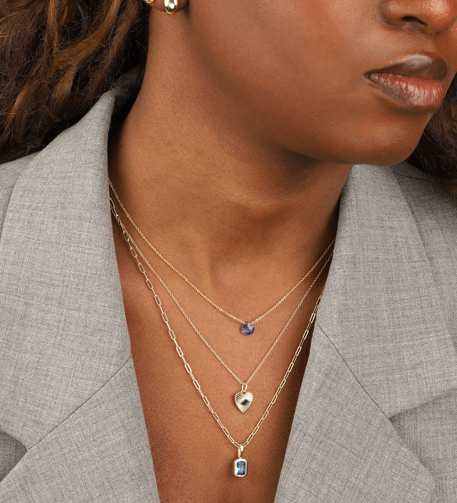 Quiet Icon-Radiant Heart Evil Eye Necklace-Necklaces-Blue Ruby Jewellery-Vancouver Canada